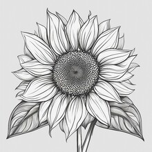 Black And White Sunflower Illustration