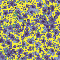 Poster - blue and yellow flowers