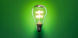 © Fabio Principe - Tungsten bulb light on, green background. Concept of idea, creativity, invention, inspiration