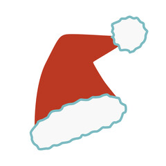 Christmas Santa Claus Hat Illustration. Santa s Hat Red and White. Christmas decoration vector, isolated on a white background. Flat design. Symbol of a holiday.