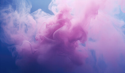 Wall Mural - Pink and blue cloud of ink in water on a blue background.
