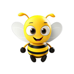 Wall Mural - cute bee in 3d style. Generative AI.