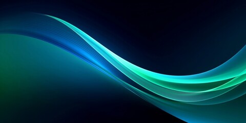 Digital technology green blue geometric curve abstract poster web page PPT background, Generative AI