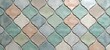 Abstract soft pink mint green mosaic tile wall texture background illustration - Arabesque moroccan marrakech vintage retro ceramic tiles pattern