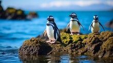 Wildlife Of South America: Galapagos Penguins On Marin Island, Ecuador