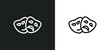 drama icon isolated in white and black colors. drama outline vector icon from education collection for web, mobile apps and ui.
