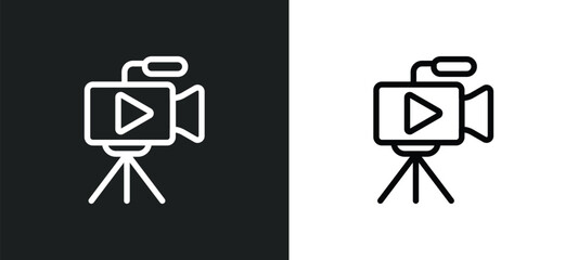 Wall Mural - movie camera icon isolated in white and black colors. movie camera outline vector icon from cinema collection for web, mobile apps and ui.