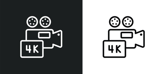 4k icon isolated in white and black colors. 4k outline vector icon from cinema collection for web, mobile apps and ui.