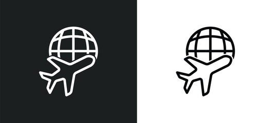 Sticker - traveling icon isolated in white and black colors. traveling outline vector icon from free time collection for web, mobile apps and ui.