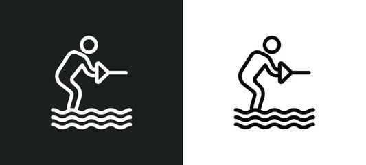 Poster - wakeboarding icon isolated in white and black colors. wakeboarding outline vector icon from free time collection for web, mobile apps and ui.