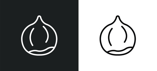 Wall Mural - chestnut icon isolated in white and black colors. chestnut outline vector icon from fruits collectio