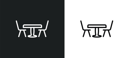 Wall Mural - table with chair icon isolated in white and black colors. table with chair outline vector icon from 