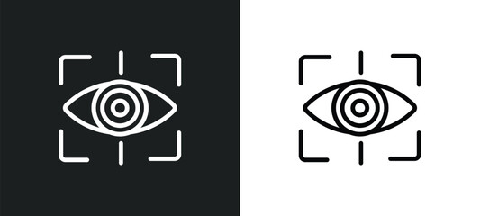 Wall Mural - eye scan icon isolated in white and black colors. eye scan outline vector icon from future technolog