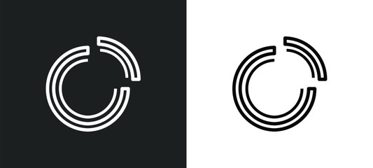 Wall Mural - segment icon isolated in white and black colors. segment outline vector icon from geometry collectio