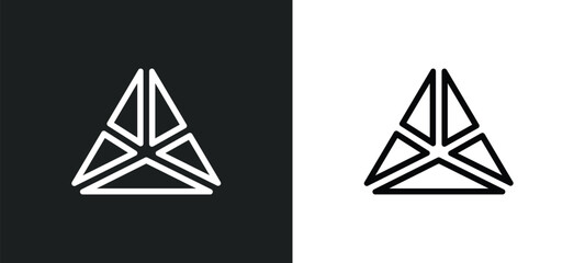 Canvas Print - polygonal pyramid of triangles icon isolated in white and black colors. polygonal pyramid of triangles outline vector icon from geometry collection for web, mobile apps and ui.