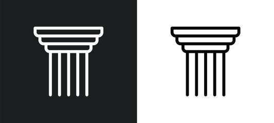 pillar icon isolated in white and black colors. pillar outline vector icon from greece collection fo
