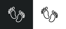 Foot Print Icon Isolated In White And Black Colors. Foot Print Outline Vector Icon From History Collection For Web, Mobile Apps And Ui.