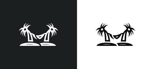 hammock relaxing icon isolated in white and black colors. hammock relaxing outline vector icon from holidays collection for web, mobile apps and ui.