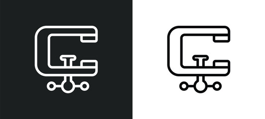 Wall Mural - clamp icon isolated in white and black colors. clamp outline vector icon from industry collection fo