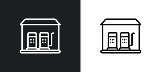 Wall Mural - fuel station icon isolated in white and black colors. fuel station outline vector icon from industry