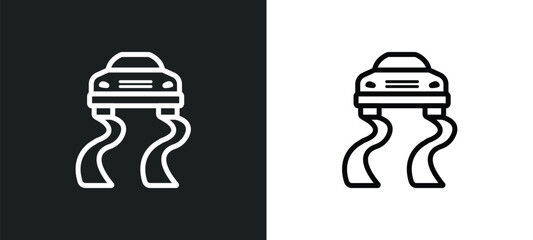 Wall Mural - slippery road icon isolated in white and black colors. slippery road outline vector icon from insurance collection for web, mobile apps and ui.