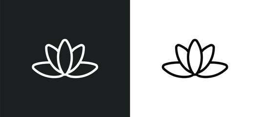 Poster - beautiful lotus flower icon isolated in white and black colors. beautiful lotus flower outline vector icon from nature collection for web, mobile apps and ui.