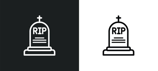 Wall Mural - tombstone icon isolated in white and black colors. tombstone outline vector icon from religion colle
