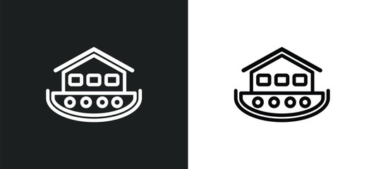 Wall Mural - noah ark icon isolated in white and black colors. noah ark outline vector icon from religion collection for web, mobile apps and ui.