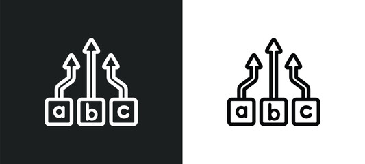 Wall Mural - abc item chart icon isolated in white and black colors. abc item chart outline vector icon from user