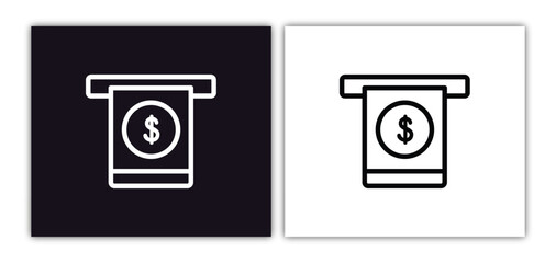 Wall Mural - dollar bill from cash hine icon isolated in white and black colors. dollar bill from cash hine outline vector icon from airport terminal collection for web, mobile apps and ui.