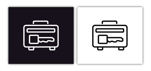 Wall Mural - luggage security icon isolated in white and black colors. luggage security outline vector icon from airport terminal collection for web, mobile apps and ui.