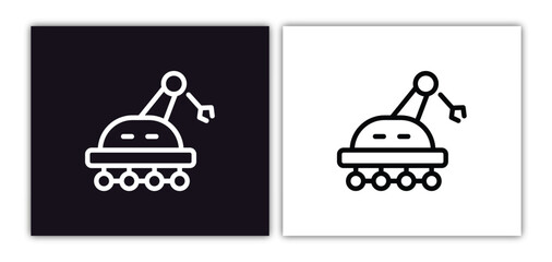 Wall Mural - space robot icon isolated in white and black colors. space robot outline vector icon from astronomy 