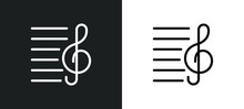 Stave Icon Isolated In White And Black Colors. Stave Outline Vector Icon From Music And Media Collection For Web, Mobile Apps And Ui.