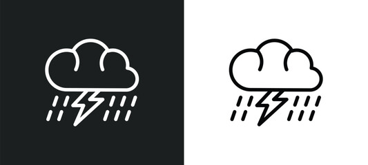 Wall Mural - thunder cloud icon isolated in white and black colors. thunder cloud outline vector icon from meteor