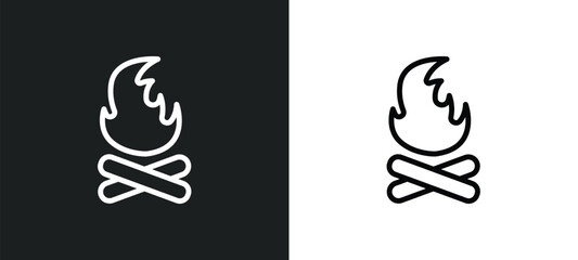 Wall Mural - camping bonfire icon isolated in white and black colors. camping bonfire outline vector icon from na