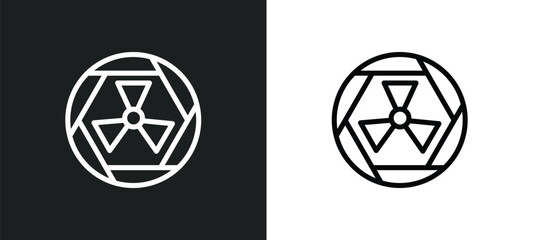 radioactive icon isolated in white and black colors. radioactive outline vector icon from signs collection for web, mobile apps and ui.