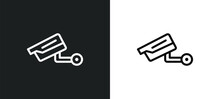 Surveillance Camera Icon Isolated In White And Black Colors. Surveillance Camera Outline Vector Icon From Technology Collection For Web, Mobile Apps And Ui.