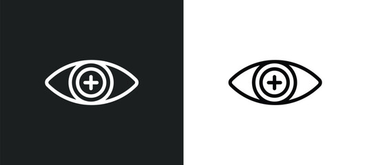 Wall Mural - contact lens icon isolated in white and black colors. contact lens outline vector icon from technology collection for web, mobile apps and ui.