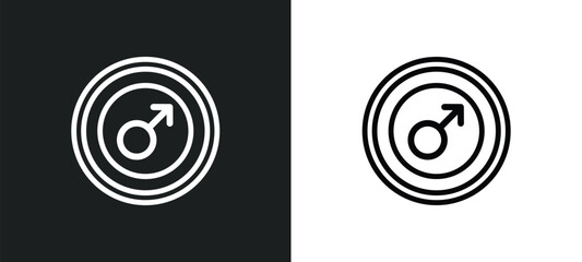 Wall Mural - mars icon isolated in white and black colors. mars outline vector icon from zodiac collection for we