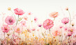 Flores estilo acuarela - Plantas y naturaleza pintura - Ilustracion Rosas y amarillo, amapola