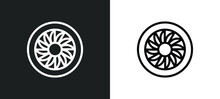 Car Hubcap Icon Isolated In White And Black Colors. Car Hubcap Outline Vector Icon From Car Parts Collection For Web, Mobile Apps And Ui.