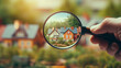 © Chanelle/Peopleimages - AI - Searching for house and property with magnifying glass. Real estate investments.