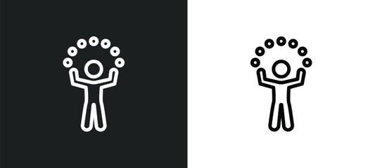 Wall Mural - juggler icon isolated in white and black colors. juggler outline vector icon from magic collection for web, mobile apps and ui.