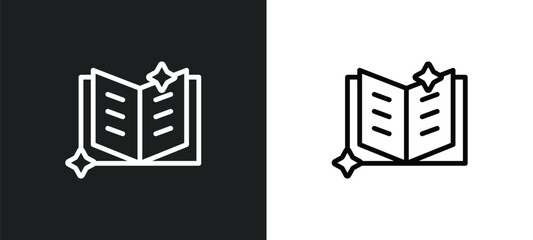 magic book icon isolated in white and black colors. magic book outline vector icon from magic collection for web, mobile apps and ui.