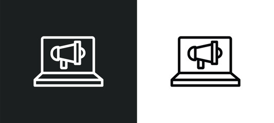 Wall Mural - online marketing icon isolated in white and black colors. online marketing outline vector icon from 