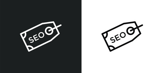 Wall Mural - seo tag icon isolated in white and black colors. seo tag outline vector icon from multimedia collect