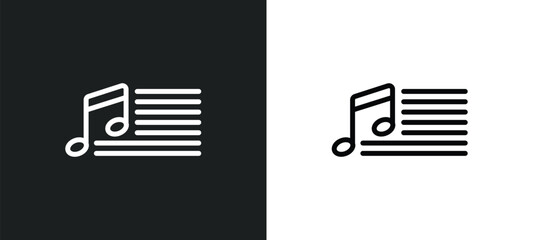 Wall Mural - sheet music icon isolated in white and black colors. sheet music outline vector icon from music collection for web, mobile apps and ui.