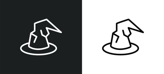 Canvas Print - wizard hat icon isolated in white and black colors. wizard hat outline vector icon from party collection for web, mobile apps and ui.