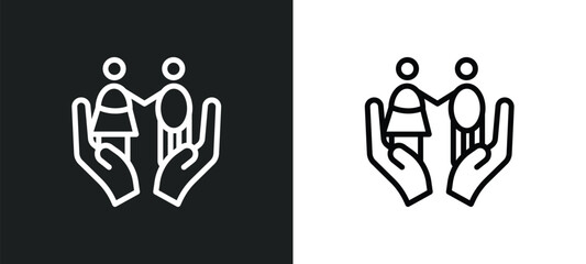 Wall Mural - social care icon isolated in white and black colors. social care outline vector icon from people collection for web, mobile apps and ui.