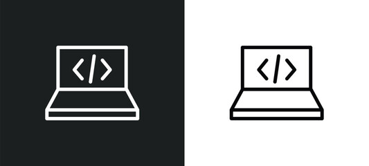 Wall Mural - programmer icon isolated in white and black colors. programmer outline vector icon from people skill